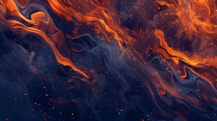 Bright orange rich navy tones flame-like patterns shimmering particles captures 4th of July excitement backdrop
