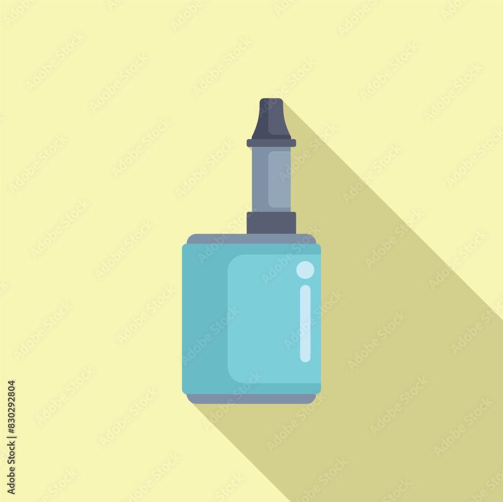 Poster flat design icon of a blue asthma inhaler with a shadow on a yellow background