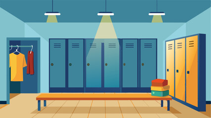 The locker rooms are clean and wellmaintained providing a comfortable space for members to change and freshen up.. Vector illustration
