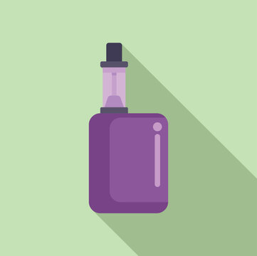 Modern flat design illustration of a purple perfume spray bottle on a pastel background