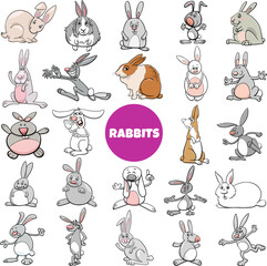 funny cartoon rabbits animal characters big set