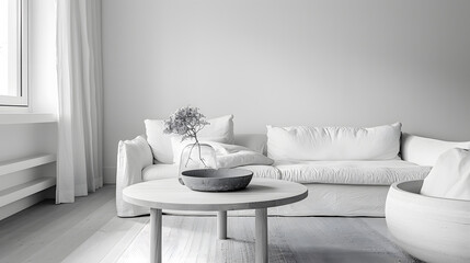 A white room with a couch and a plant