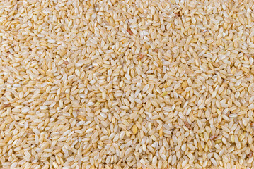 Fondo arroz integral crudo, cereal en primer plano