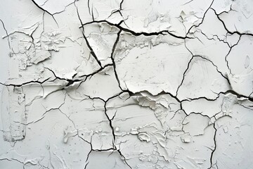 Obraz premium Cracked paint texture on a white background with distressed look