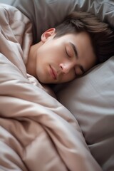 Obraz na płótnie Canvas man sleeping in bed Generative AI
