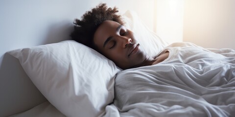 Obraz na płótnie Canvas man sleeping in bed Generative AI