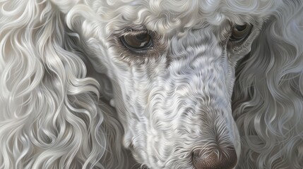 Close up of a lovely white poodle