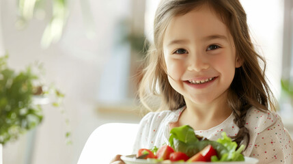 Smiling Girl Enjoying a Healthy Salad