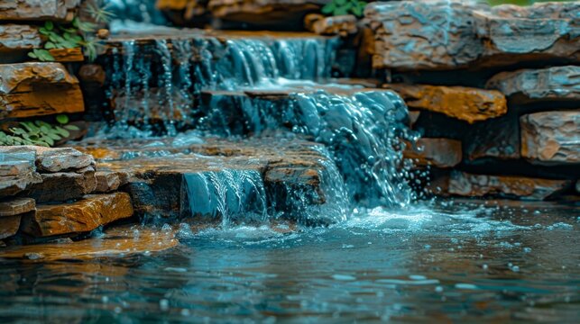 Close-up of the cascading Salto del Tabaquillo waterfall with water flowing over layered rocks.
