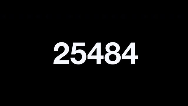 Dynamic Number Sequence on black background with bold typography in futuristic design