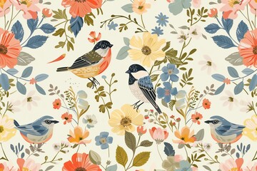 Floral and Bird Seamless Pattern for Special Occasions