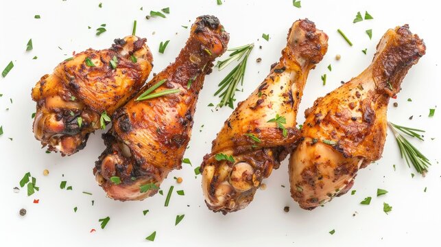 Chicken drumsticks in their natural state on a white background
