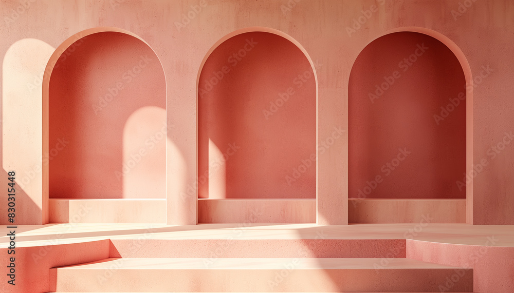 Poster pastel color stand display: 3d rendering for advertising. minimalist mockup for podium display or sh