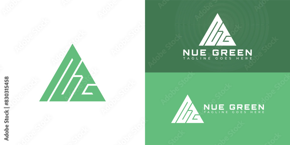 Aufkleber abstract initial triangle letter ng or gn logo in green color isolated on multiple background colors