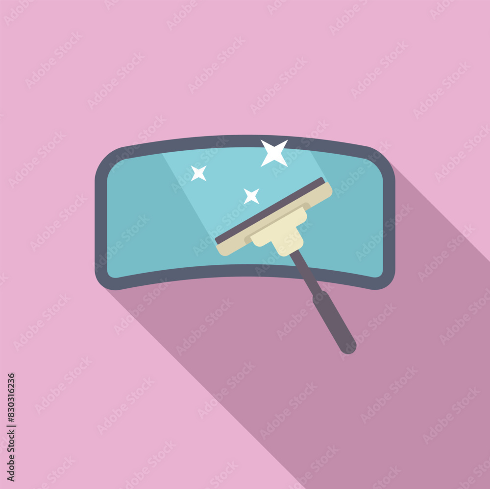 Poster vector graphic of a squeegee on a shiny car rear window with a pink background