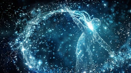 Aquarius the water bearer illustrated with stars in a stunning cosmic scene