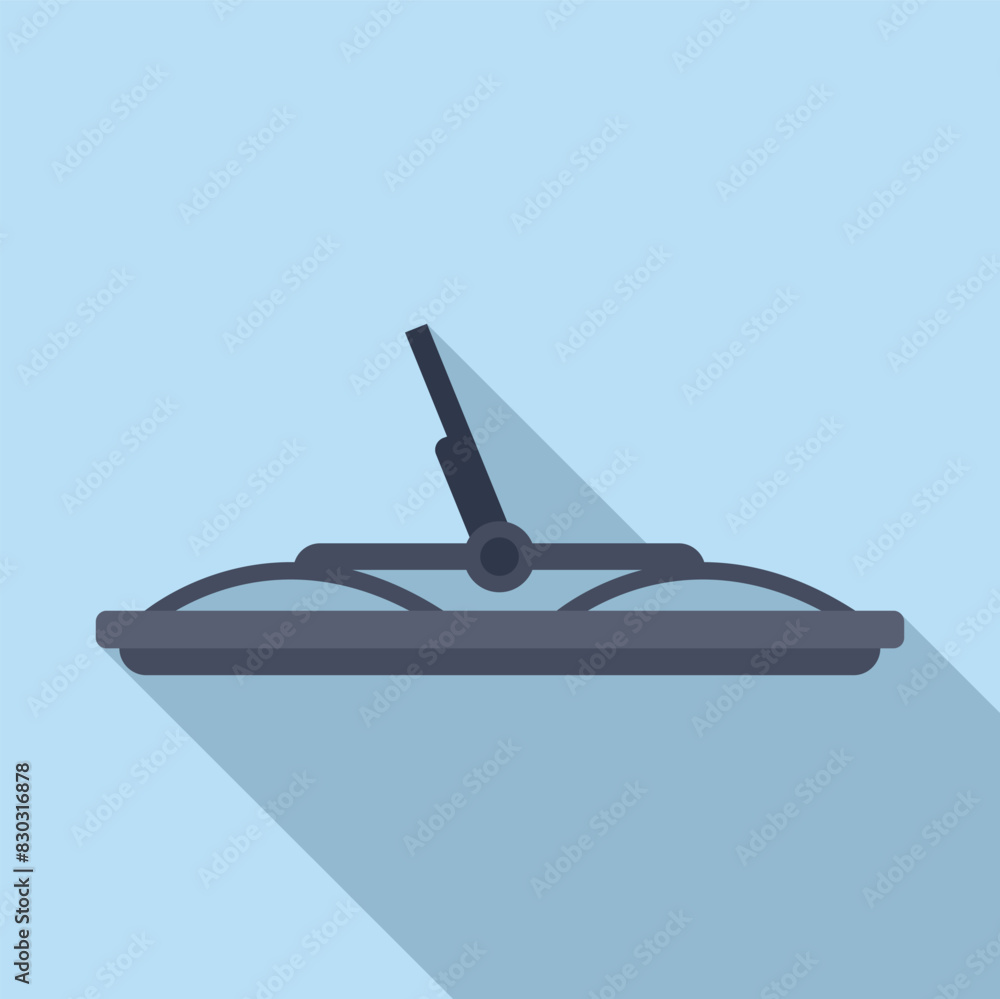 Poster flat design vector image representing a single windshield wiper on a subtle blue background