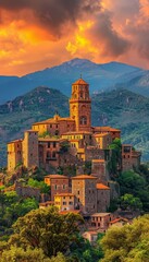 Obraz premium Ancient hilltop castles, guardians of history, echoing tales of battles fought and bygone eras