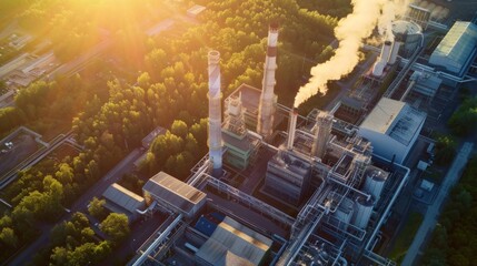 A large industrial plant with many tanks and pipes