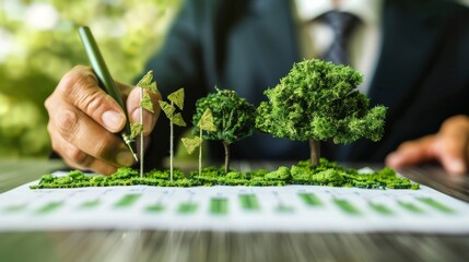Businessman planning on environmental protection initiative for clean ESG