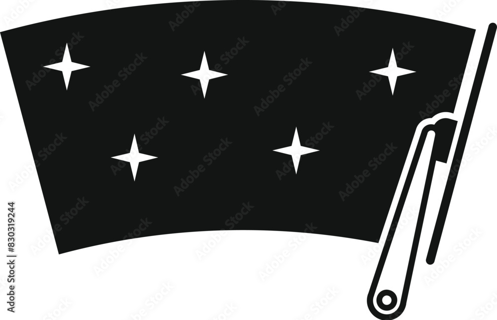 Poster simple vector illustration of a windshield wiper on a starpatterned background