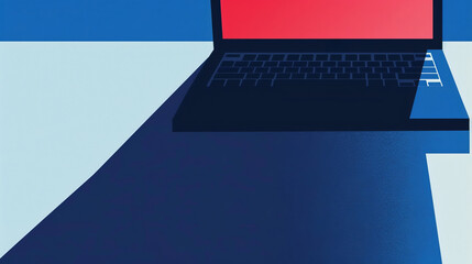 An illustration of a laptop in a minimal retro style