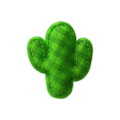 Costura de tecido em formato de cacto verde icone 3d isolado para campanha de são joão