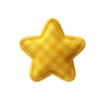 Costura de tecido em formato de estrela amarela icone 3d isolado para campanha de s&atilde;o jo&atilde;o