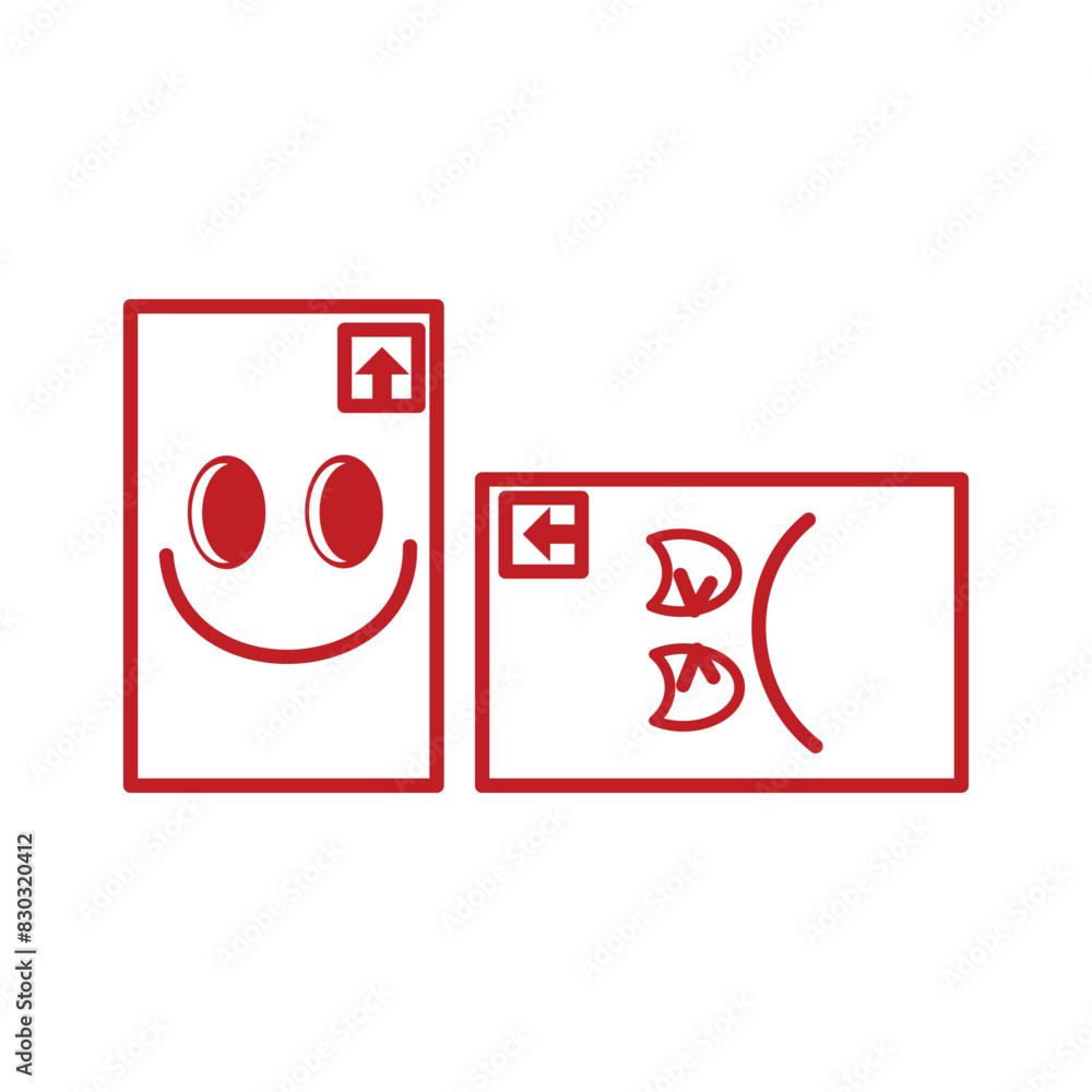 Poster illustration of the orientation icon for placing items in list style. product design design elements