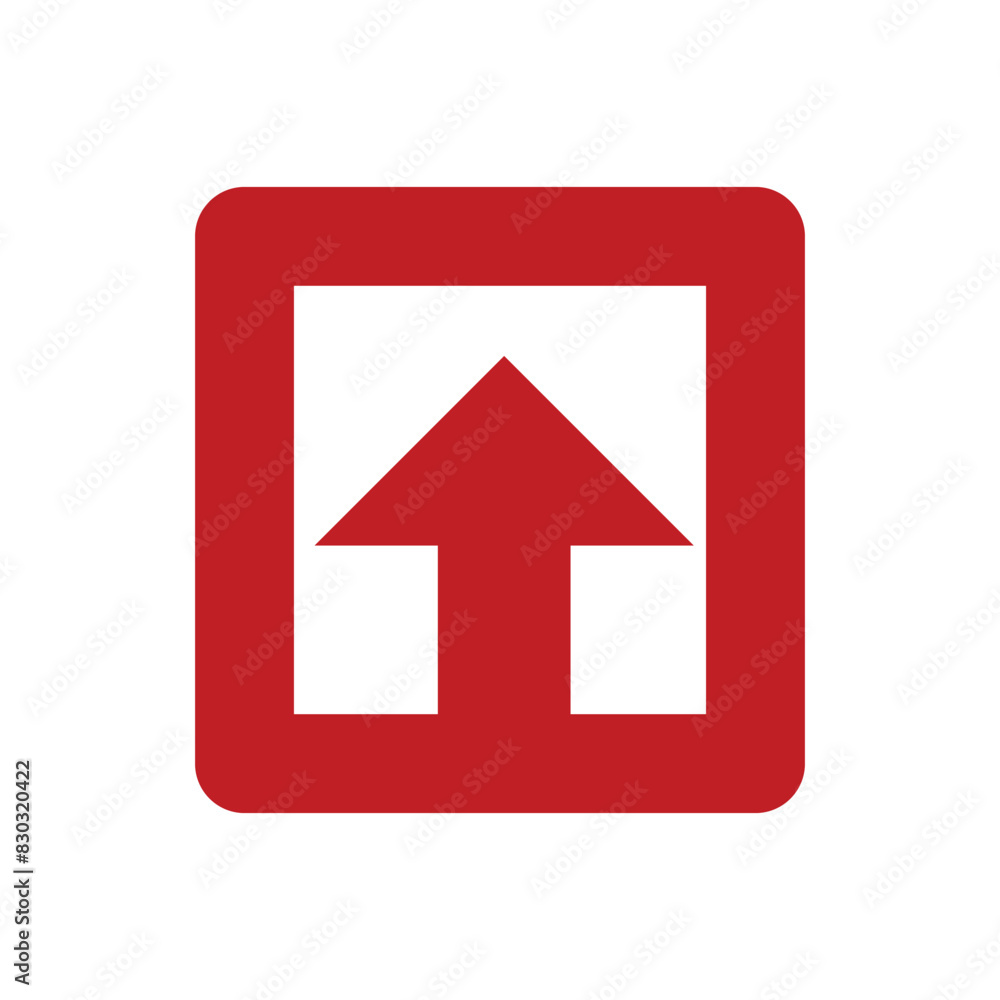 Poster the up arrow symbolizes the upload symbol. the up arrow label indicates the top of a product. design