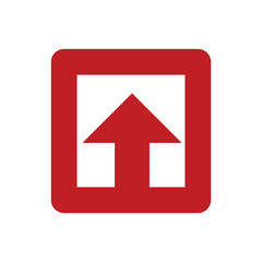 The up arrow symbolizes the upload symbol. The up arrow label indicates the top of a product. Design element of a product packaging instructions