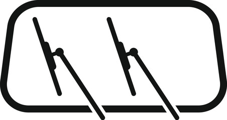 Minimalist black and white car rearview mirror icon with sleek and simple line art design. Isolated vector illustration. Essential vehicle accessory for safety and visibility while driving on the road