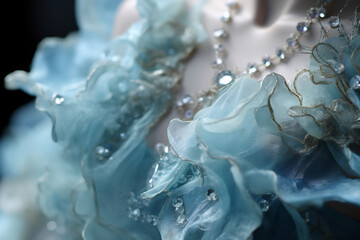 Fototapeta premium Ethereal Blue Dress with Floral Accents and Beading