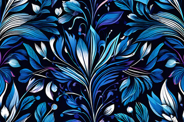 This is an abstract floral pattern with a seamless botanical design. Hand drawn design