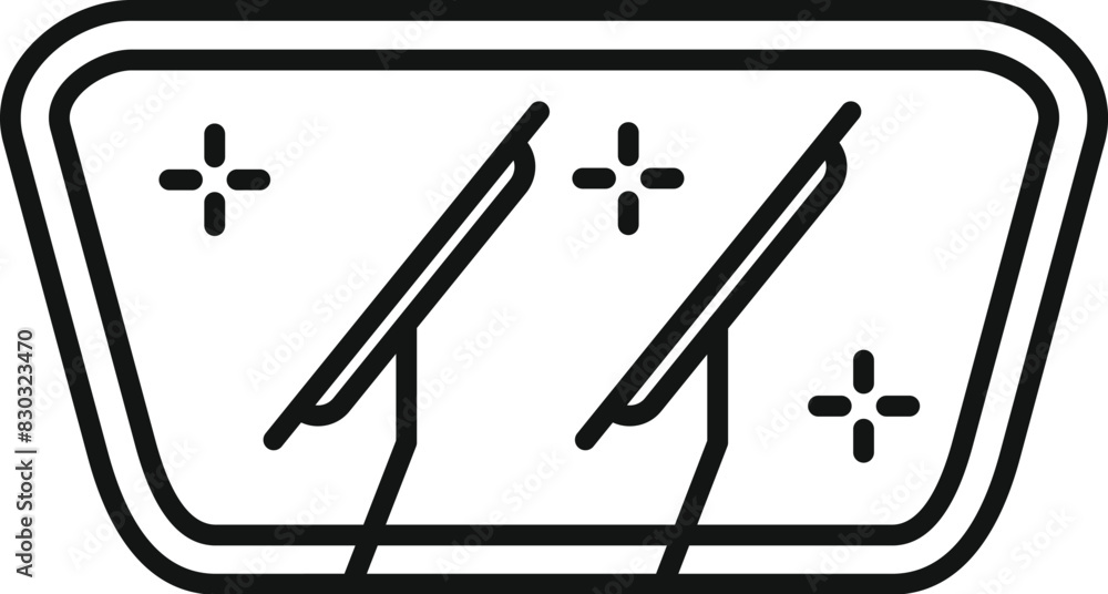 Poster vector icon of a car's windshield with wipers in a linear design