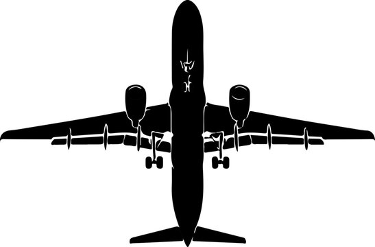 recommend clip art: Black Silhouette of a Jet Airplane on White Background