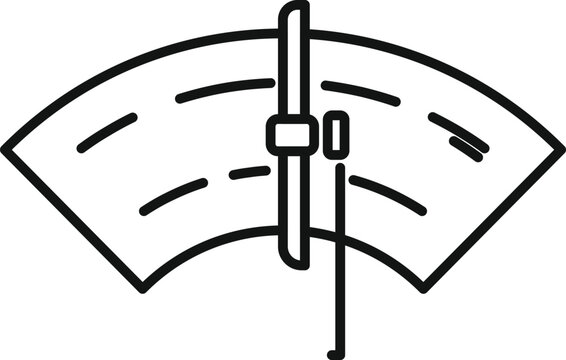 recommend clip art: Simplified black and white vector illustration of a car's windshield wiper, suitable for icons and infographics