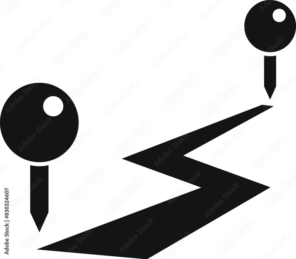 Poster black and white vector illustration of an abstract path with two pinpoints