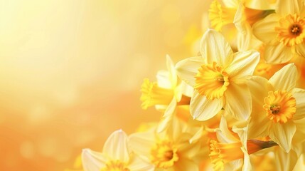 Spring daffodil flower background for Mother s Day card or banner with space for text