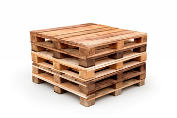Stack of wooden pallets on a white background
