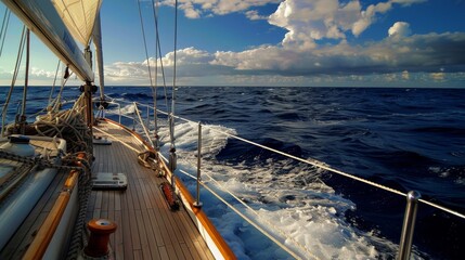  day sunny ocean Atlantic sail Yacht boat sailboat ship sailing deck rope mast 
