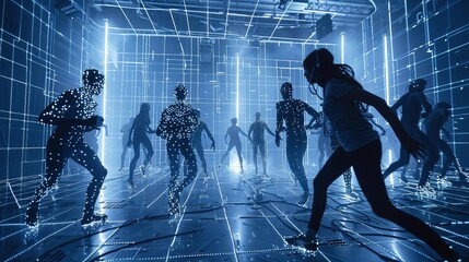 A behindthescenes look at a film production using motion capture technology, with actors performing dramatic scenes in a sensorequipped environment