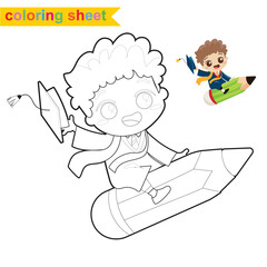 Coloring worksheet page. Educational printable coloring worksheet. Printable activity page for kids