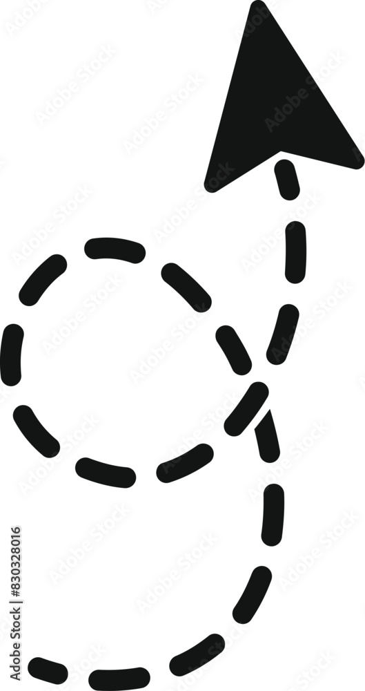 Poster black and white picture of a dotted circular path with an arrow pointing upwards, symbolizing progre
