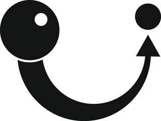 Minimalist black and white abstract smiley face icon with a simple, modern, and cheerful design, symbolizing happiness and joy