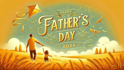 Father's Day 2024 gift box, template for love dad vecter illustration yellow