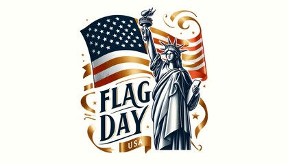 USA Flag Day 2024 June 14 America vector, white illustration freedom