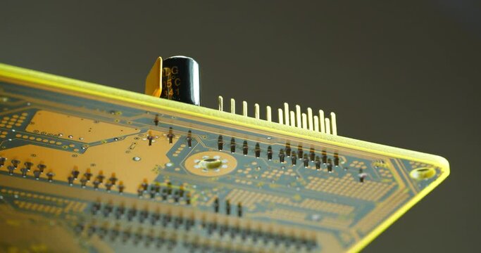 Computer microcircuit with electronic components, resistors and connection terminals