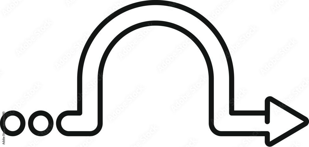 Poster simplistic black and white line art of a curved undo arrow, symbolizing return or back actions