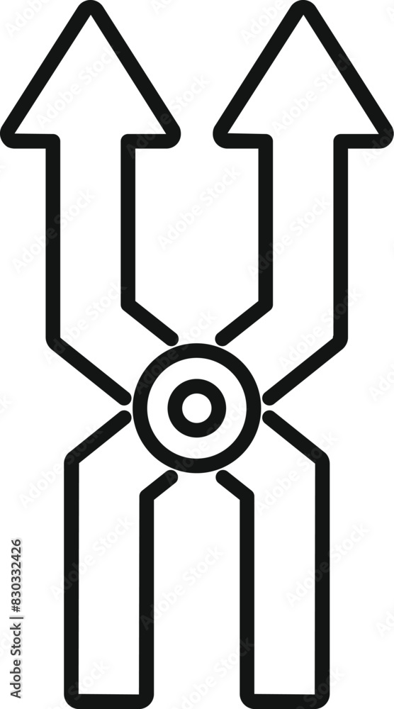 Poster vector icon of a split path with arrows showing a decisionmaking process and multiple options at a c